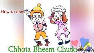 @EZDRAW | How to draw Chhota Bheem and Chutki | Drawing for beginners step by step |