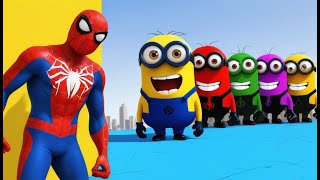 GTA 5 Spiderman & Rainbow Minions Pool Parkour (Euphoria phisics & Ragdolls)#gta