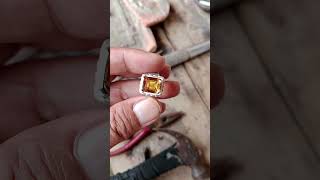 natural yellow topas proses ring perak hand made