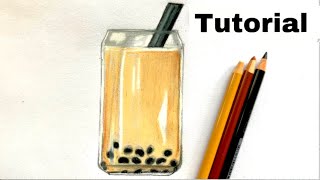 How To Draw Boba Tea | Color Pencil Tutorial