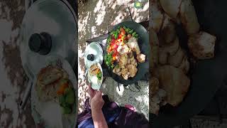 Teak fried chicken with Kurdish tomatoes and rice piloi #food #asmr #cooking #nature