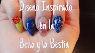 Diseño Uñas Acrilicas Bella y la Bestia de Disney