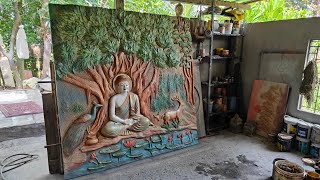 Buddha wall mural art fiberglass home elevation design home decor art painting relief mural