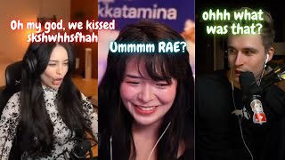 Miyoung, Ludwig and Abe shocked by Valkyrae's kisses.