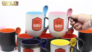 Ly Bầu Muỗng Đổi Màu In Hình Theo Yêu Cầu- Magic mug with a spoon for sublimation printing