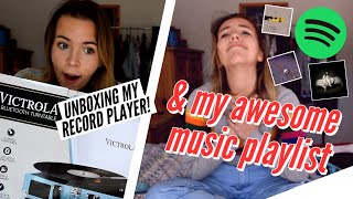 UNBOXING my first ever RECORD PLAYER | ...also my awesome Spotify music playlist!