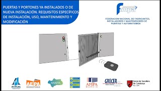 Puertas y portones ya instalados o de nueva inst.. Requisitos esp. de inst., uso, mant. y modif..