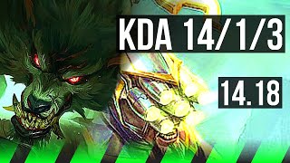 WARWICK vs MASTER YI (JGL) | 14/1/3, Legendary, 500+ games | NA Diamond | 14.18