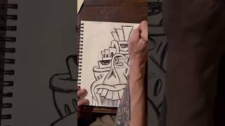 Daily Faces Challenge: Day 252/365 - Abstract Creature Drawing | Ballpoint Pen Art Timelapse #shorts