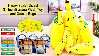 31 Inch Stuffed Banana Hugging Pillow Plush Body Soft Lumbar Back Cushion, Stress Toy & Goodie Bags