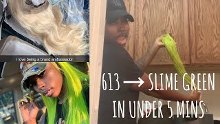 DYING A FULL LACE WIG IN UNDER 5 MINUTES | SLIME GREEN | 613