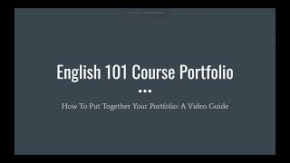 English 101 Course Portfolio guide