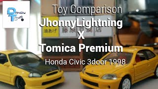 Toy Review and Comparison of Jhonny Lightning and Tomica Premium Honda Civic 3door