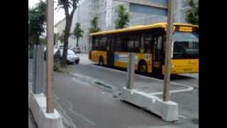 Bus stop with boarder in Copenhagen