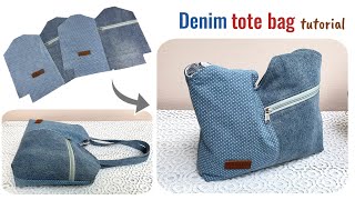 Sewing diy denim tote bag tutorial ,tote bag ideas ,jeans bag diy , shoulder bag tutorial