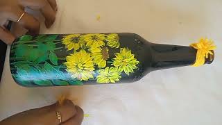 let's upcycle a bottle with acrylic paint. #acrylicpainting #bottleart  #spilledrqinbowbyjyotsna