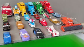 Disney Pixar Cars Various Cars miniature cars roll down a colorful slope and fall into the water!