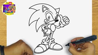 HOW TO DRAW SONIC FULL BODY STEP BY STEP