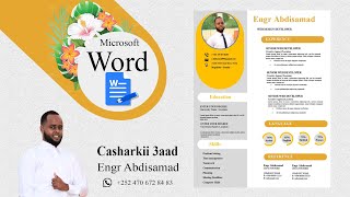 Barashada CV Template Design Microsoft Word 2023 ⁴ᴷ┇ Engr Abdisamad