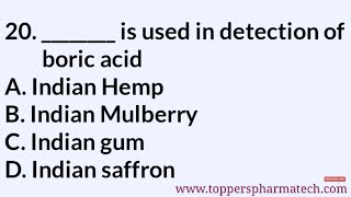 Pharmacognosy MCQ - 9 || #PharmacistExamQuestionPaper | DCO Exam | GPAT Exam | NIPER Exam