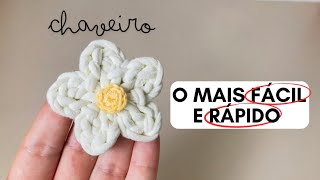 Chaveiro Flor - Lembrança de crochê em fio de malha