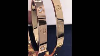 Custom Made Cartier Love Bangle Bracelet 18K Rose Gold No Diamond And Four Diamonds