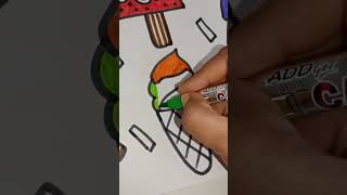 Easy cone icecream drawing and colouring #youtubeshorts #trending #viral #asmr #summer #candy