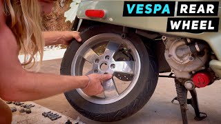 Vespa GTS / GTV Rear Wheel Removal / Installation | Mitch's Scooter Stuff