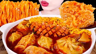 ASMR MUKBANG｜SPICY FIRE NOODLE SOUP & DUMPLING & SAUSAGE 불닭 짬뽕 라면 & 만두 & 소세지 EATING SOUNDS 먹방