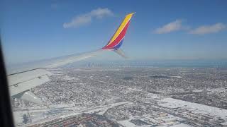 Southwest 737-800 landing in frigid, snow-covered Chicago, 2-5-21