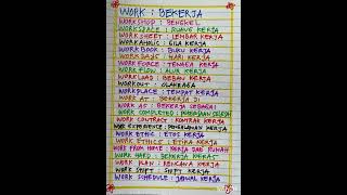 KOSAKATA Bahasa Inggris Menggunakan kata "WORK" #english #shorts  #spokenenglish