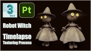 Texturing a Stylized Robot Witch in Adobe Substance Painter - Sped Up Tutorial - Pt 2