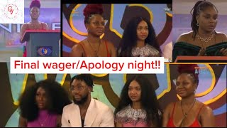 final wager presentation/onyeka finally apologized to Victoria, wanni and nelly. #Bbnaija2024