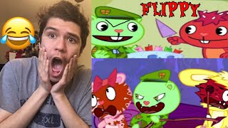 TOO MUCH FLIPPY | HAPPY TREE FRIENDS FLIPPY MARATHON - REACTION