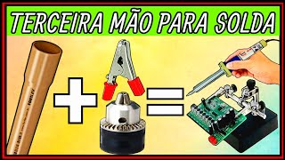 COMO FAZER TERCEIRA MÃO CASEIRA COM GARRA JACARÉ JACAREZINHO MANDRIL DE FURADEIRA E FONTE ATX PC