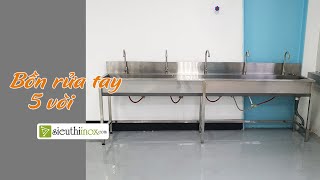 Bồn rửa tay inox dùng cho học sinh trong trường học, công nhân trong nhà máy | sieuthiinox.com