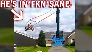 INSANE Dutch Man Rigs Giant Motorbike Swing In Front-Yard with Crane!