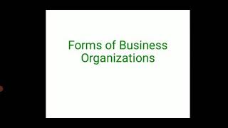 Forms of Business Organizations