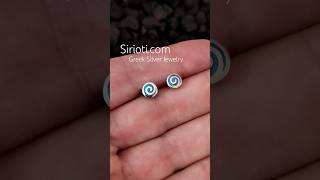 🌀 Greek Spiral Blue Opal Small Silver Studs Earrings🇬🇷sirioti.com - Greek Silver Jewelry #jewelry