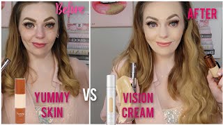 Danessa Myricks Yummy Skin Serum Foundation Demo & Review. Comparison Vision Cream Cover Foundation