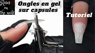 Comment créer des ongles en gel sur capsules / limage + apex / forme coffin / Roses on the nails⚘