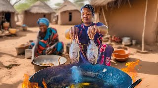 African village life #cooking Village food Steamed Bread and Fish for Breakfast