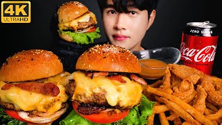 COOKING ASMR | Homemade triple cheeseburger & cajun fries mukang | no talking eating sounds