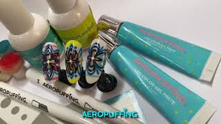 Aeropuffing Nail Art Tutorial - Azulejo Flowers