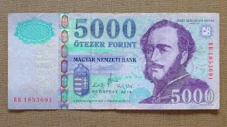 5000 Hungarian Forint Banknote (Five Thousand Forint Hungary: 2010) Obverse & Reverse