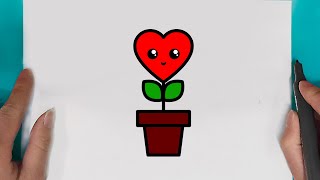 How to draw a easy Love flowerpot  for beginners  drawing Love flowerpot