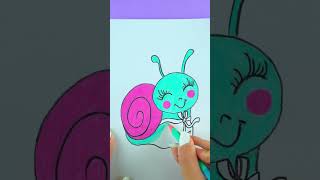 Cheerful cute snail in bright colors : Creative illustration for all ages