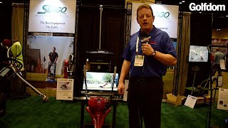 Scott Sweeney from Seago highlights new blade options on the Atom Pro Max Cart Path Edger