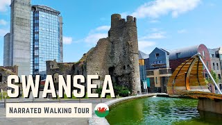 SWANSEA, Wales | 4K Narrated Walking Tour | Let's Walk 2023