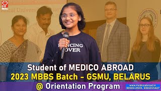 Ms. KRISHNASRI, 2023 Batch MEDICO ABROAD Student @ MBBS in GOMEL MEDICAL UNIVERSITY, BELARUS